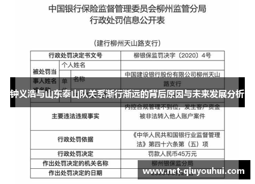 钟义浩与山东泰山队关系渐行渐远的背后原因与未来发展分析